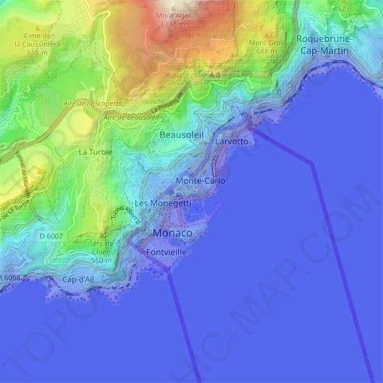 خريطة ارتفاع موناكو