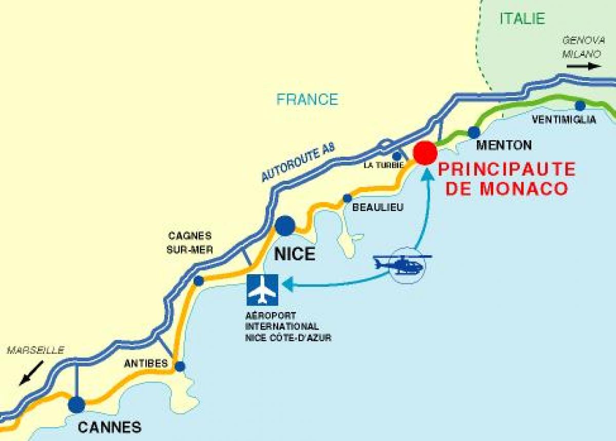 خريطة مطارات موناكو