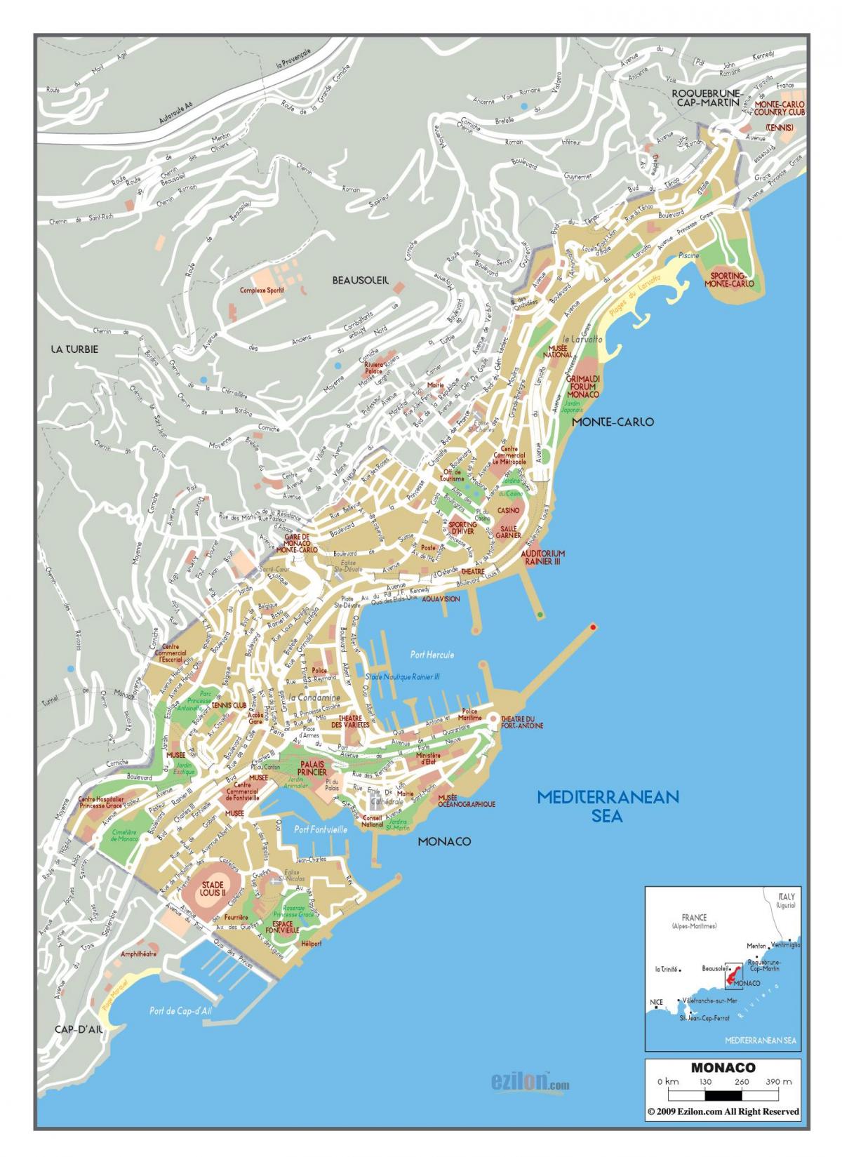 موناكو طرق خريطة