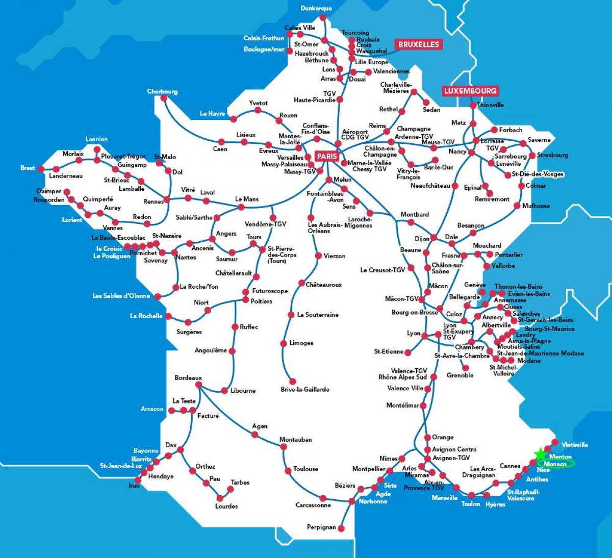 خريطة محطات السكك الحديدية موناكو